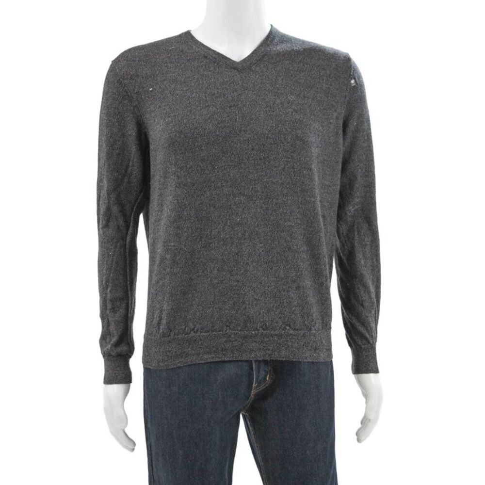 Calvin Klein Mens Gray Merino Wool V-Neck Pullover Size M